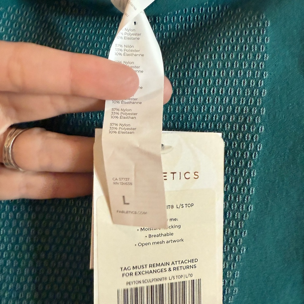 Fabletics Green Fitted Long Sleeve Bodysuit - Picture 4 of 4